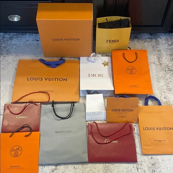 MULTIPLE DESIGNER BAGS . Luxury Designer Shopping Bags Collection